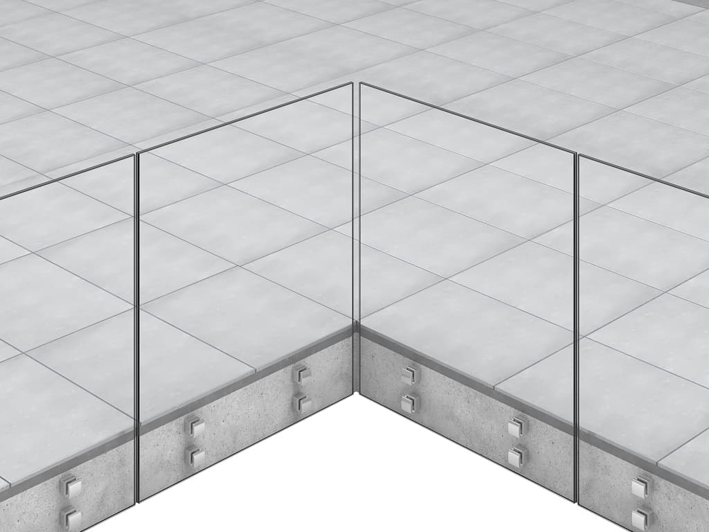 Garde-corps terrasse GLASSFIT CC-772 pour un angle int&eacute;rieur